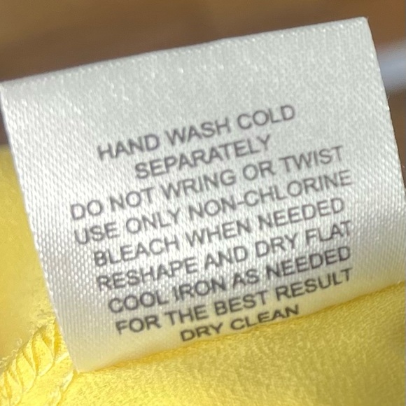 Pink Rose, yellow polyester sheer top, high low hem, size large, - Picture 4 of 6